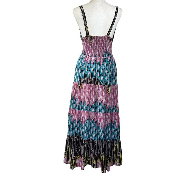 Magic maxidress, black/pink/teal, bohemian, gypsy, hippie, tropical, festival - Picture 3 of 6